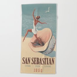 Vintage poster - San Sebastian Beach Towel