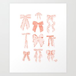 Bows in pink and cream  Art Print