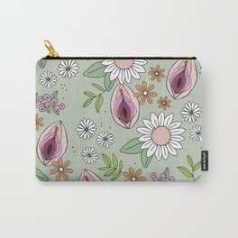 Vulva summer blossom - Women's empowerment and body positive vagina pattern pink on mint Carry-All Pouch