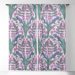 Blue spotted salamander pattern on pink Sheer Curtain