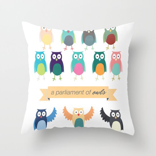 A Parliament of Owls Throw Pillow