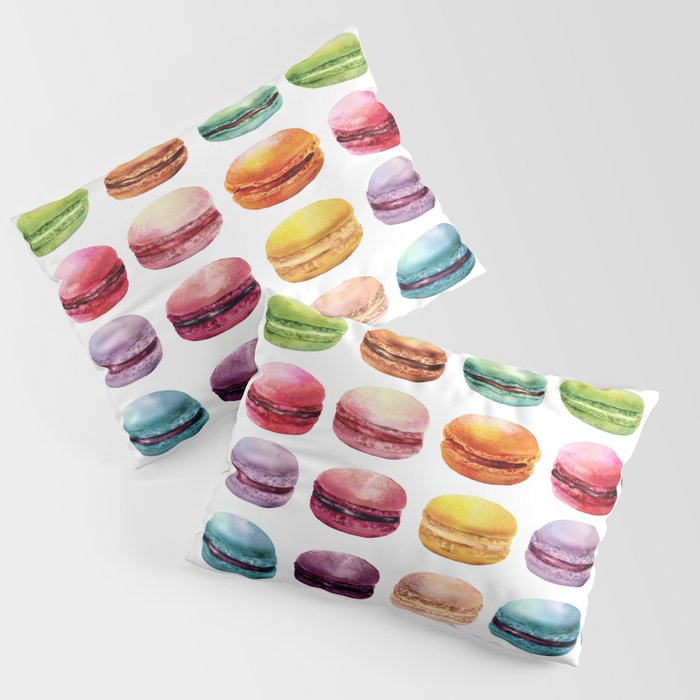 Macaroons in pop color. Delicious French Desserts. Pillow Sham