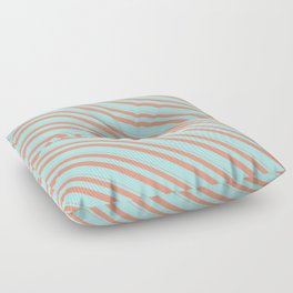 [ Thumbnail: Dark Salmon & Turquoise Colored Lines Pattern Floor Pillow ]