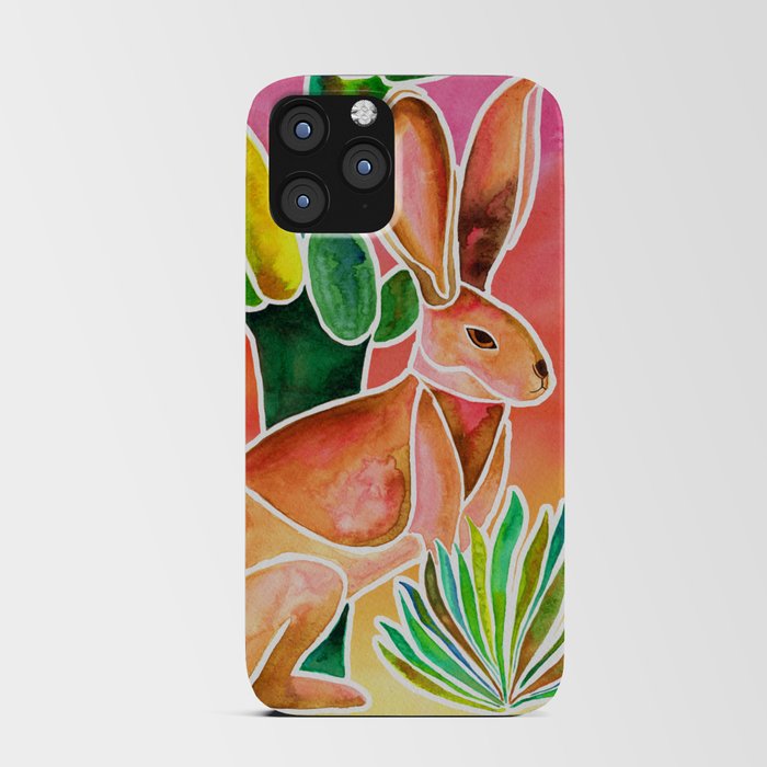 Hare and Cactus - Sunset Ombre Background iPhone Card Case