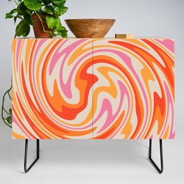 70s Retro Swirl Color Abstract Credenza