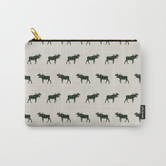 Moose Buffalo Plaid forest camping glamping outdoors forest bathing Carry-All Pouch