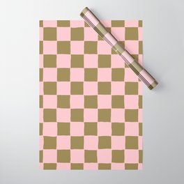 Sage Green + Pink Checkered Tiles Wrapping Paper
