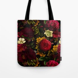 Dutch Midnight Vintage Red Roses Garden Tote Bag