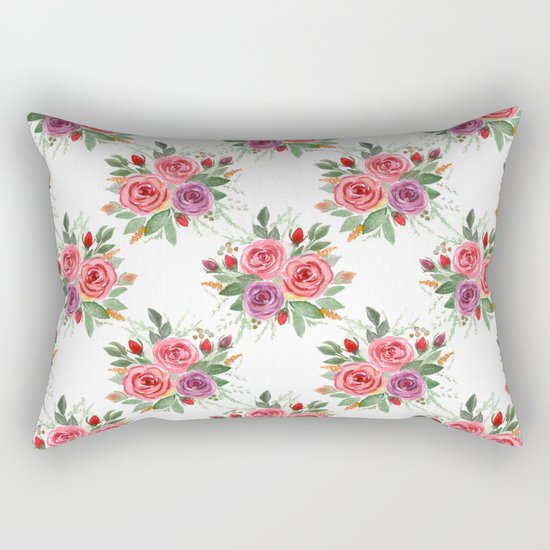 Watercolor . A bouquet of roses. 2 Rectangular Pillow