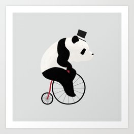 Panda on Penny Farthing Art Print