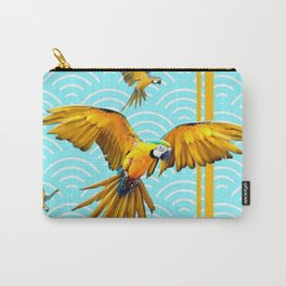 MODERN  AQUA BLUE & GOLD TROPICAL MACAWS IN FLIGHT Carry-All Pouch
