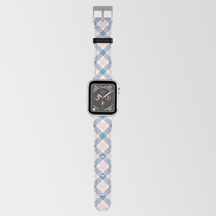 Pastel Blue And Pink Diagonal Plaid Check Pattern,Checkered,checked,Tartan,Gingham,Buffalo plaid,Buffalo Check, Apple Watch Band