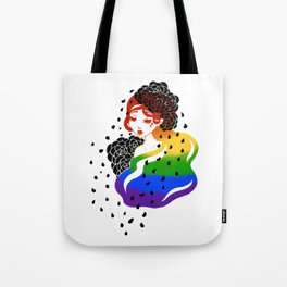 Rainbow Rose Girl Tote Bag