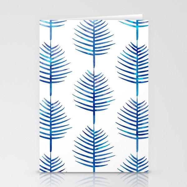 Watercolor Palm Leaves Blue and White Stationery Cards