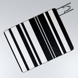 Minimalist Era - Black & White Stripe Asymmetrical Picnic Blanket