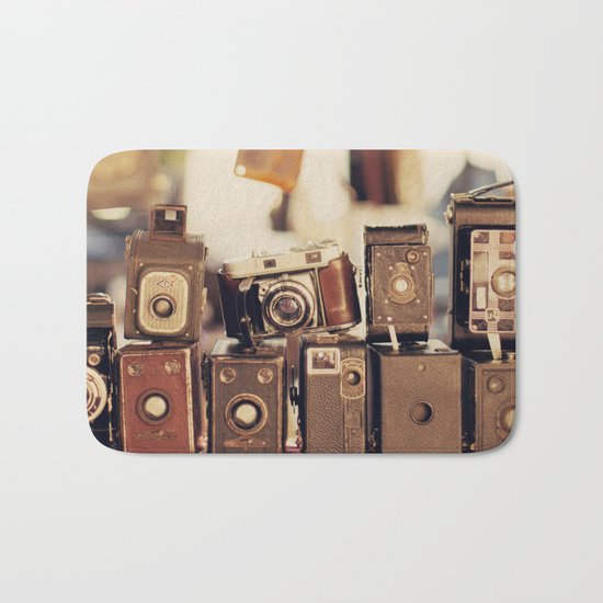 Old Cameras (Vintage and Retro Film Cameras Collection) Bath Mat