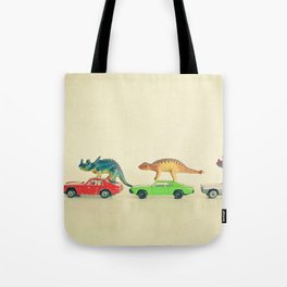 Dinosaurs Ride Cars Tote Bag