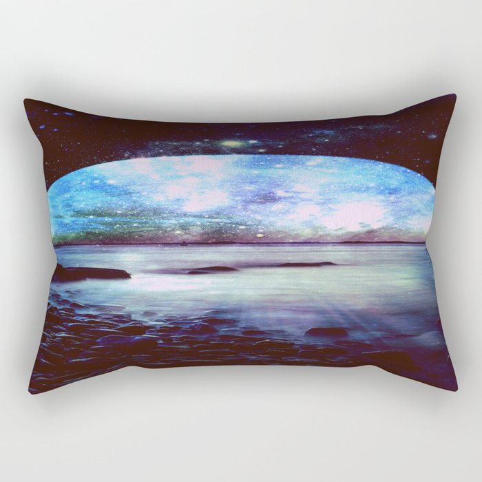 Mystic Lake Dark & Colorful Rectangular Pillow