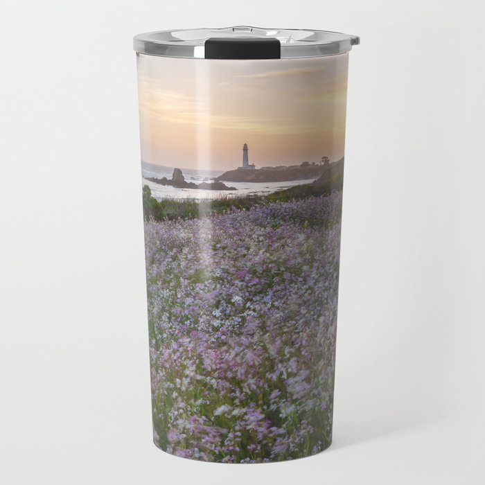 Wildflowers and Lighthouse  Travel Mug