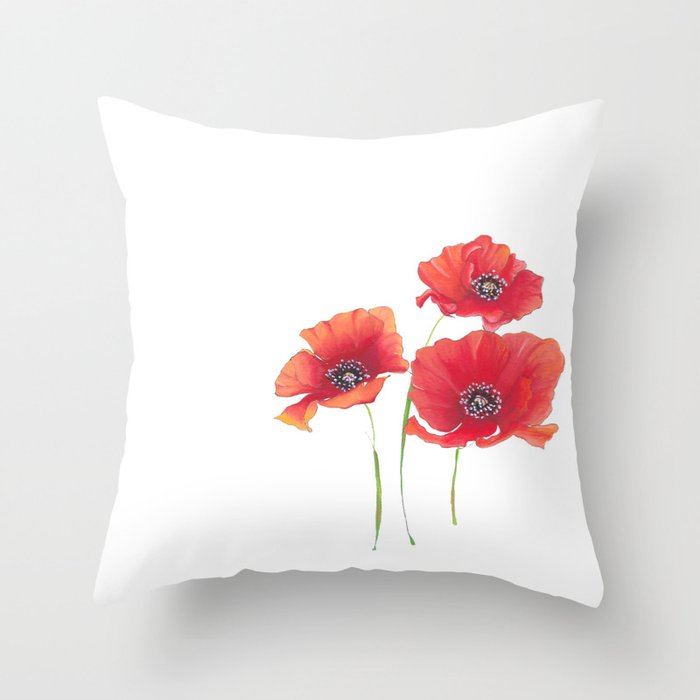 Red Poppies Throw Pillow