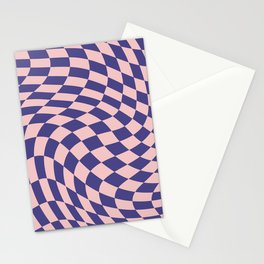 Purple and pink swirl checker Stationery Card