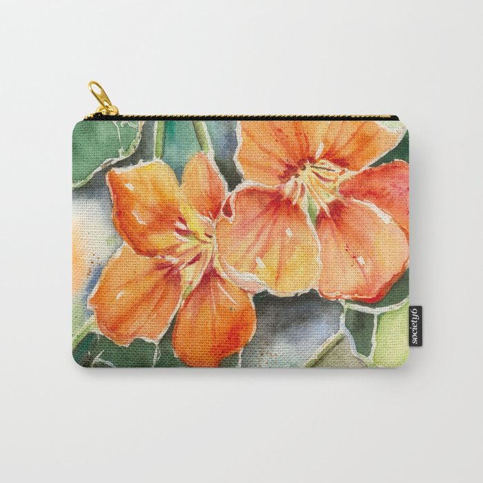 Nasturtiums Watercolor Carry-All Pouch