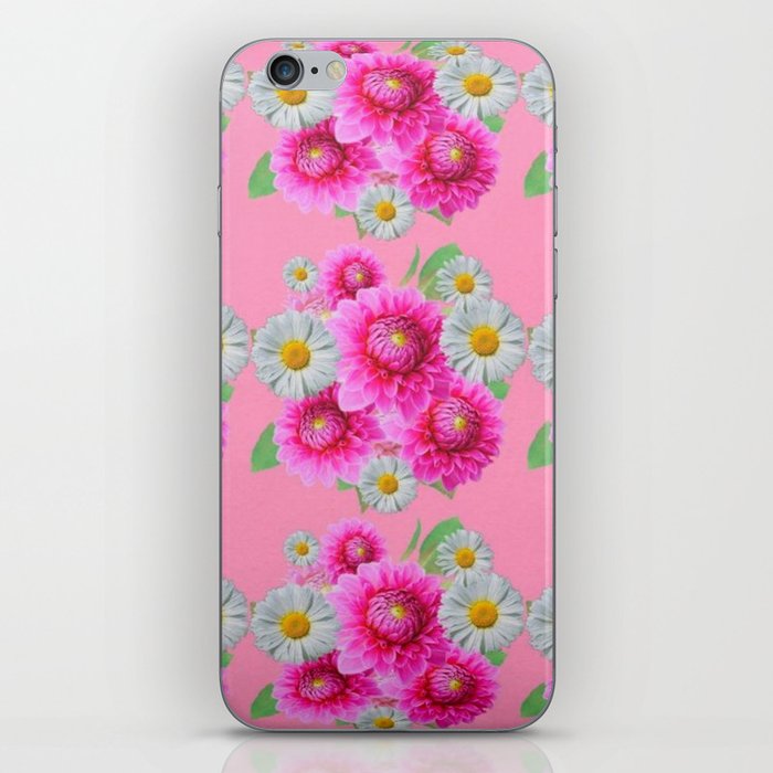 PINK FLOWERS  & WHITE DAISY GARDEN PATTERN iPhone Skin