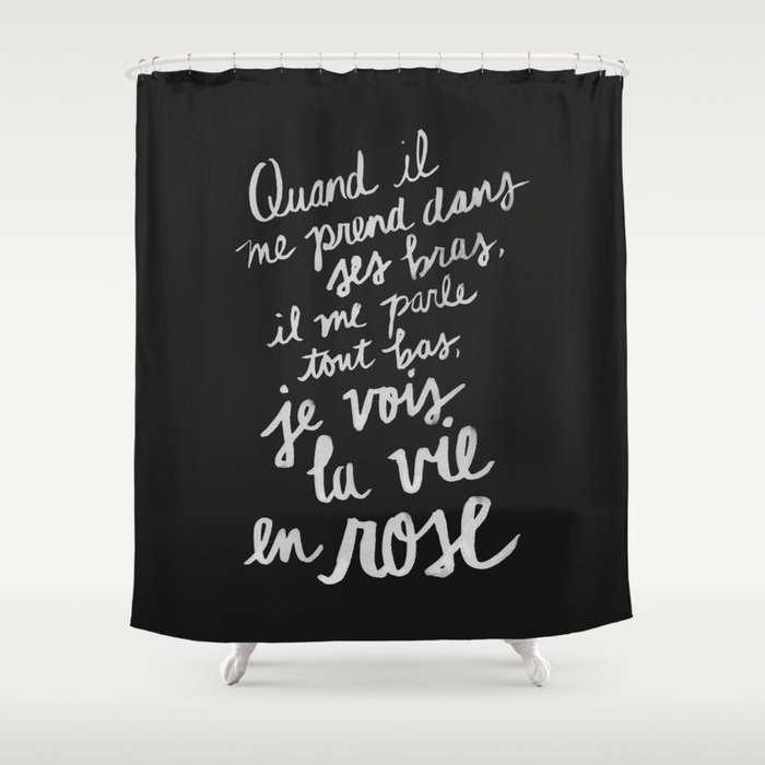 La Vie En Rose Lyrics Black Shower Curtain By Holleymaher
