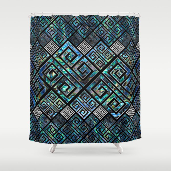 Greek Meander Pattern - Greek Key Ornament Shower Curtain