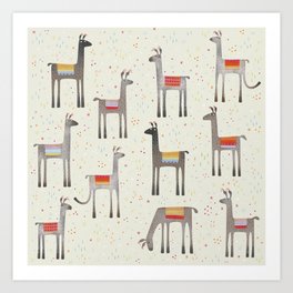 Llamas in the Meadow Art Print