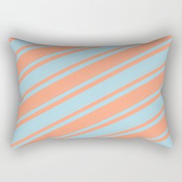 [ Thumbnail: Light Blue & Light Salmon Colored Lined/Striped Pattern Rectangular Pillow ]
