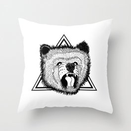 angry bear Throw Pillow