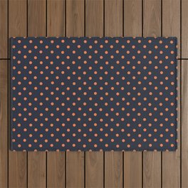 Retro Orange Deep Blue Polka Dot Background Pattern Outdoor Rug