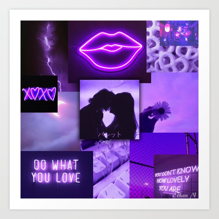 Purple Love Aesthetic Ollage Art Print By Ethan Nguyen Society6