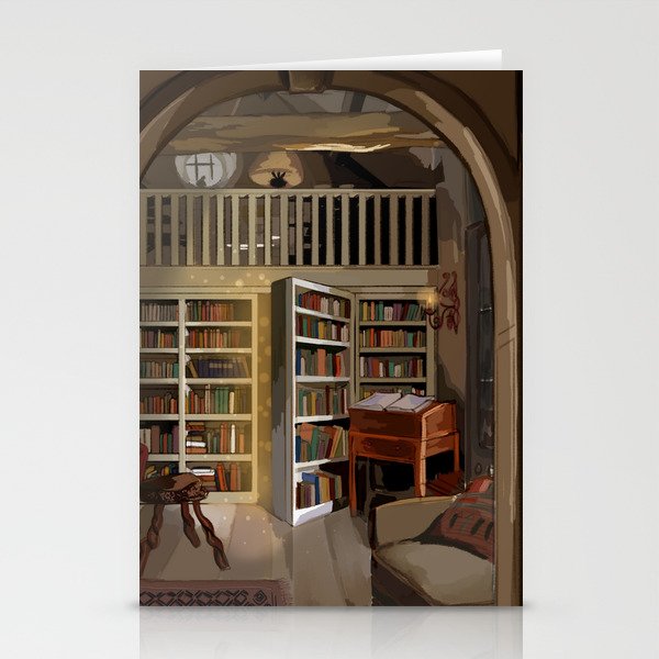 Secret Passageway - Library with Hidden Doorway to Magical Realm Stationery Cards