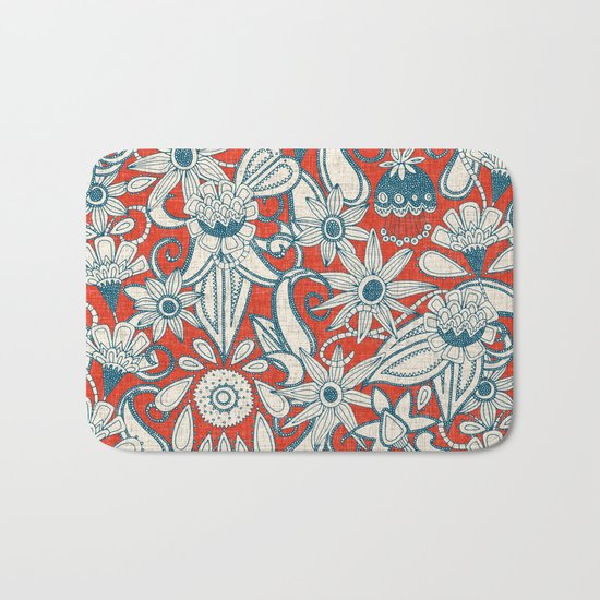 sarilmak fire orange blue Bath Mat