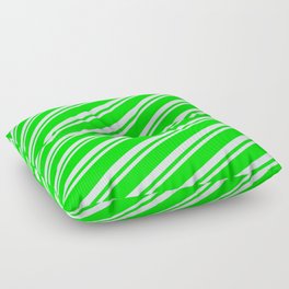 [ Thumbnail: Lime & Light Cyan Colored Pattern of Stripes Floor Pillow ]