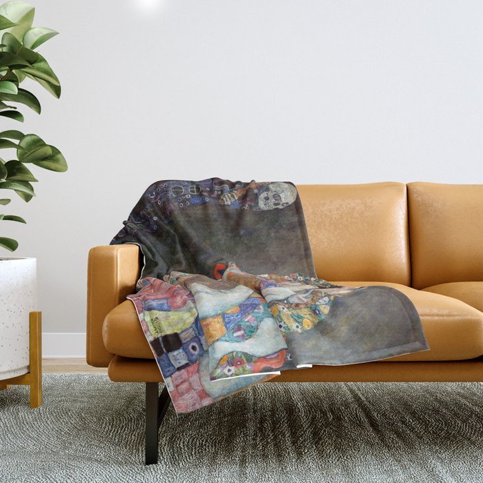 Gustav Klimt - Death and Life (new color rendition) Throw Blanket