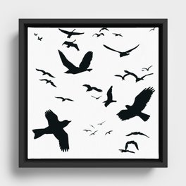 Flying birds vector black on white Framed Canvas