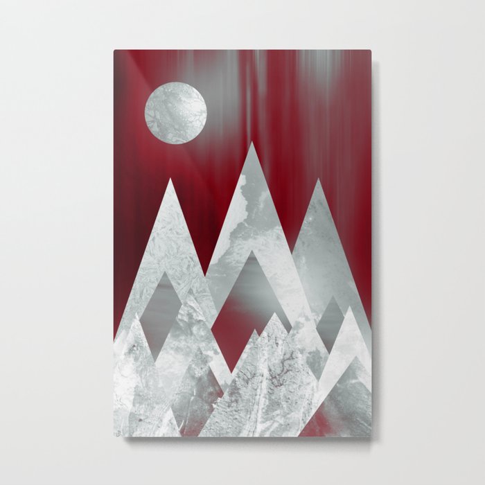SILVER MOUNTAINS UNDER A BLOOD RED WINTER SKY Metal Print