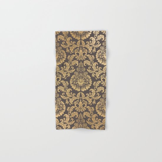 Gold swirls damask #8 Hand & Bath Towel