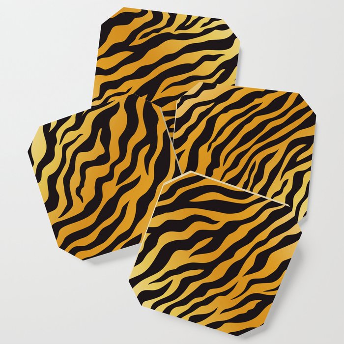 Seamless Pattern Animal Fur Fabric - Tiger Coaster