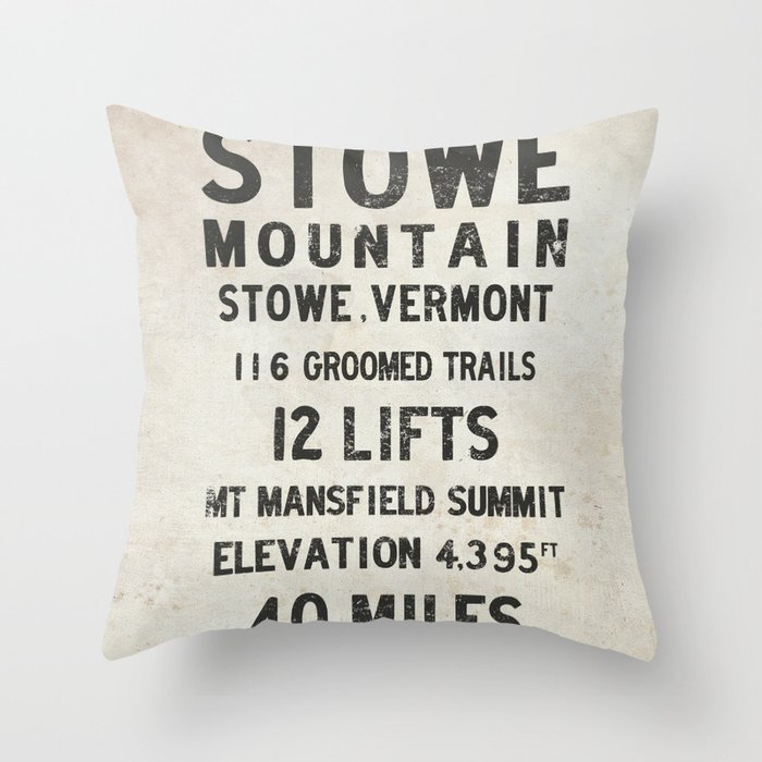 Stowe Ski Mountain Vermont Throw Pillow