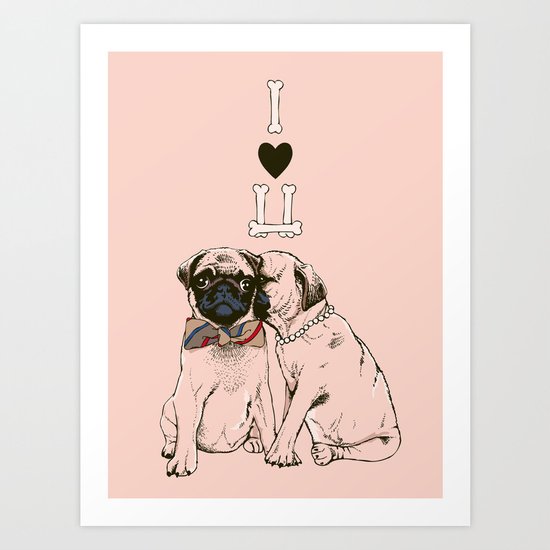 The Love of Pug Art Print