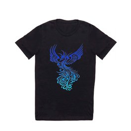 Rising From The Ashes Phoenix Blue Aqua Ombre T Shirt