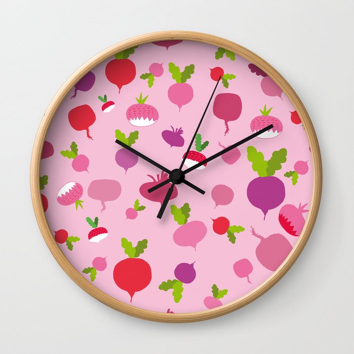 Pink Radish Wall Clock