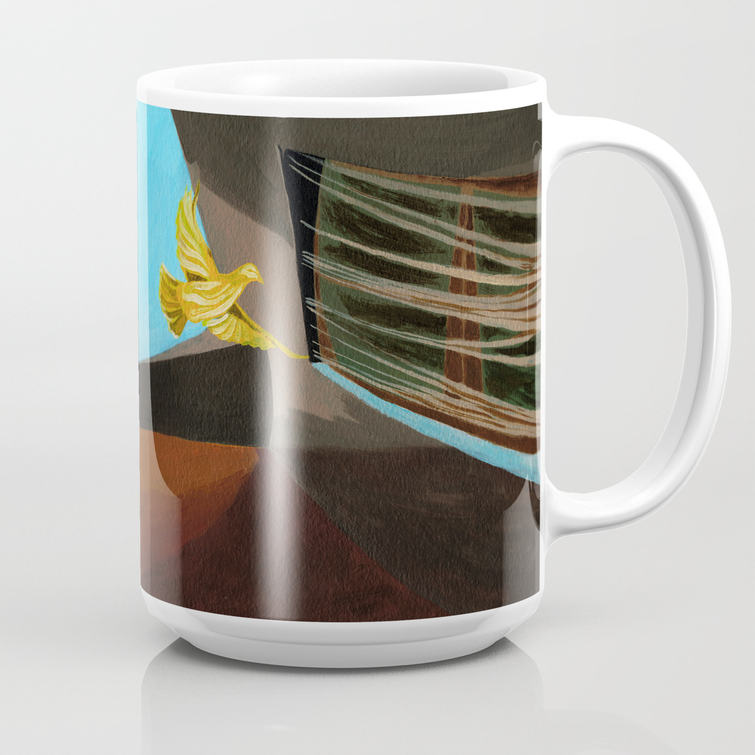 Old Man Painting Pigeons Children S Book Illustration Coffee Mug