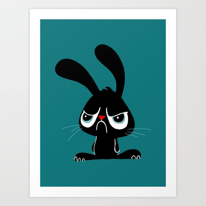 Cute Grumpy Bunny Art Print
