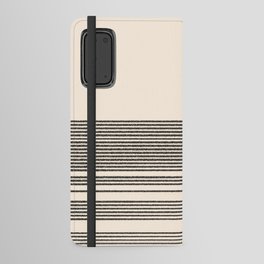 Organic Stripes - Minimalist Textured Line Pattern in Black and Almond Cream Android Wallet Case