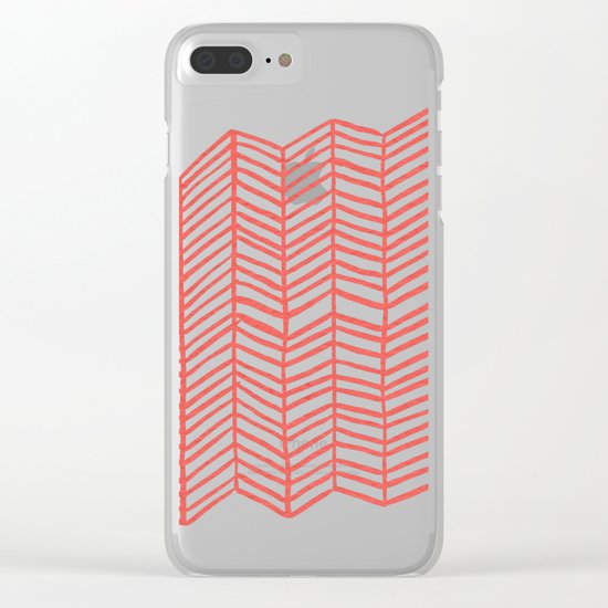 Coral Herringbone Clear iPhone Case